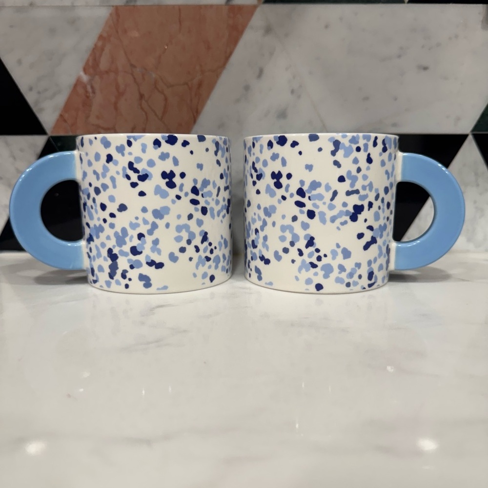 NWOT Blue Spattered Ceramic Mugs